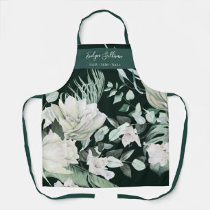 Tablier Emerald Green Floral Beauty Professional