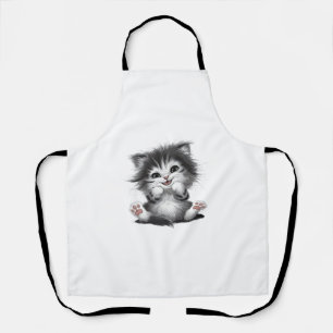 Tablier empreinte d'art de chat amusant