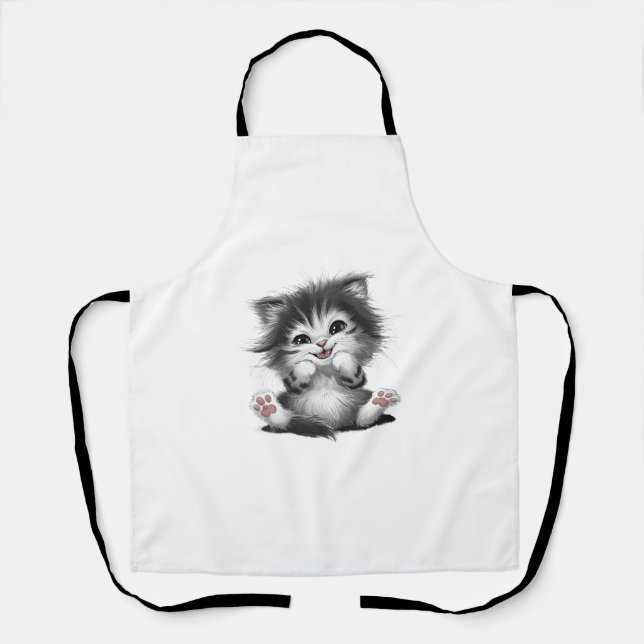 Tablier empreinte d'art de chat amusant (Recto)
