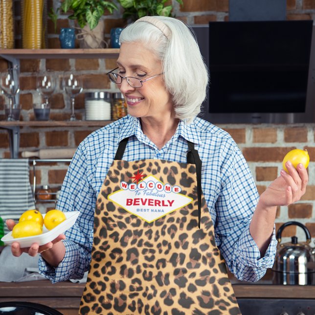 Tablier Empreinte de léopard de signes Vegas personnalisé (Créateur téléchargé)