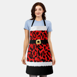 Tablier Empreinte de léopard rouge Noël costume du Père No