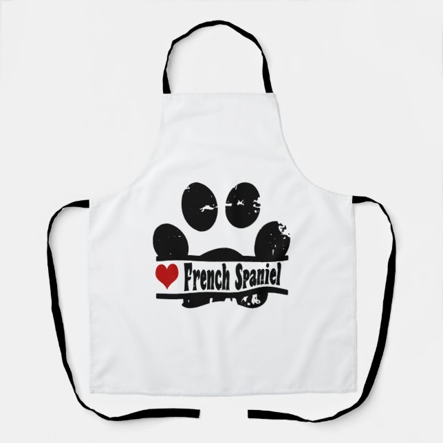 Tablier Empreinte de patte de chien Épagneul Français (Recto)