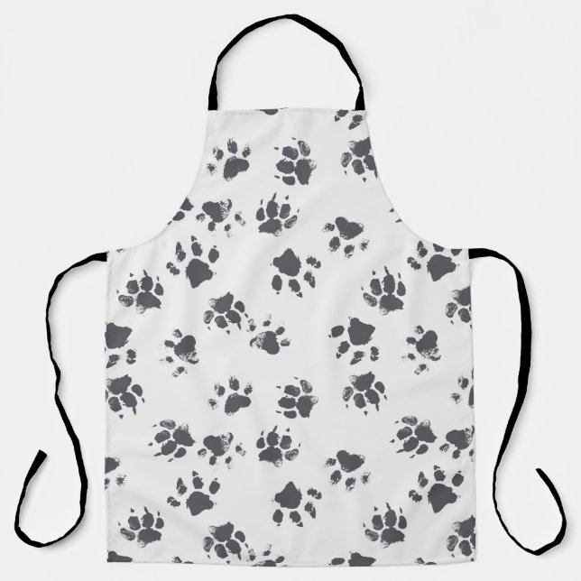Tablier Empreintes Paw : Chien Monochrome Sans Seamless. (Recto)