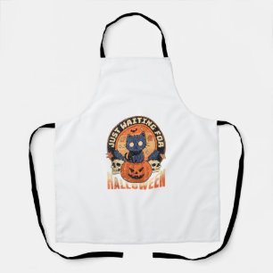 Tablier En attente d'Halloween Funny Cat Retro Tee