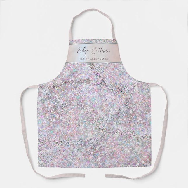 Tablier en feuille de parties scintillant rose Fau (Recto)