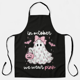 Tablier en Octobre Nous Portons Rose Fantôme Halloween