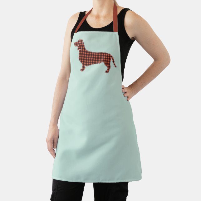 Tablier en vichy profil noir et tan Dachshund - Mint (Insitu)