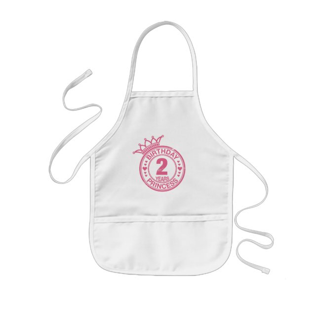 Tablier Enfant 2 ans - princesse d'anniversaire - rose (Devant)