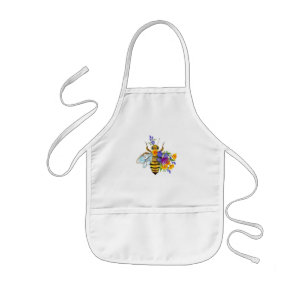 Tablier Enfant Abeille à fleurs avec plantes sauvages