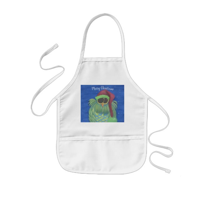 Tablier Enfant Adorable Owl with Santa Hat Kids' Apron (Devant)