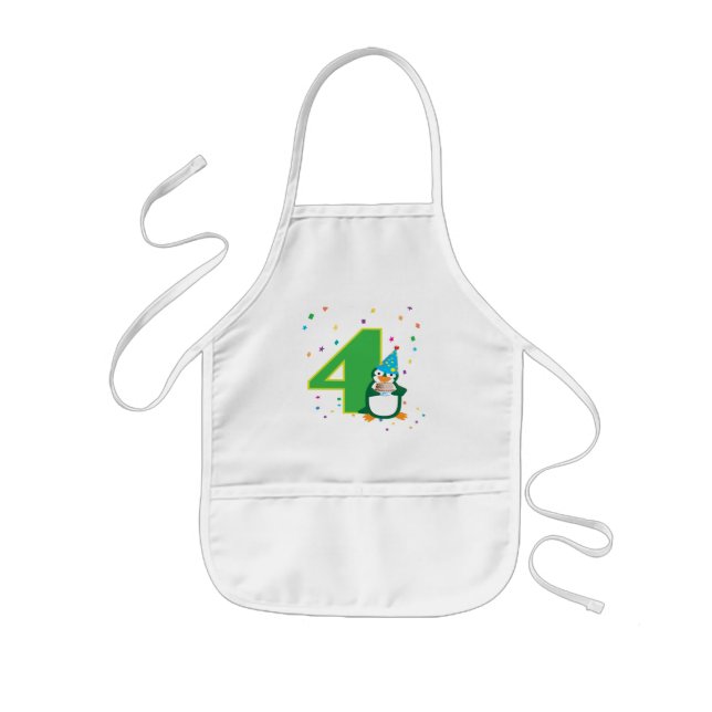 Tablier Enfant Apron du pingouin d'anniversaire (Devant)