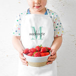 Tablier Enfant Aqua Monogram Initial et nom Personnalisé<br><div class="desc">Tablier enfant sur mesure, parfait pour votre petit chef en formation ! Personnalisez-le avec son nom monographique et son texte initial ou autre texte personnalisé. Cliquez sur Customiser pour modifier les polices et les couleurs ou ajouter plus de texte ou d'images pour créer un cadeau spécial d'une nature. Également disponible...</div>