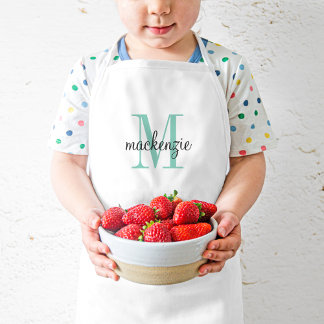 Tablier Enfant Aqua Monogram Initial et nom Personnalisé