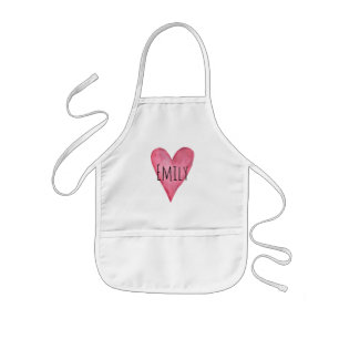 Tablier Enfant Aquarelle Coeur personnalisable Typographie fille