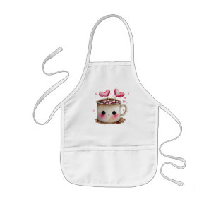Tablier Enfant Aquarelle rose et crème mignonne Mug de cacao chau