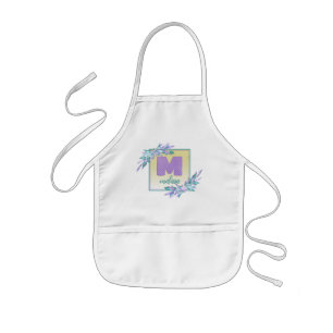 Tablier Enfant Aquarelle violette Ombre sirène échelles Monogramm