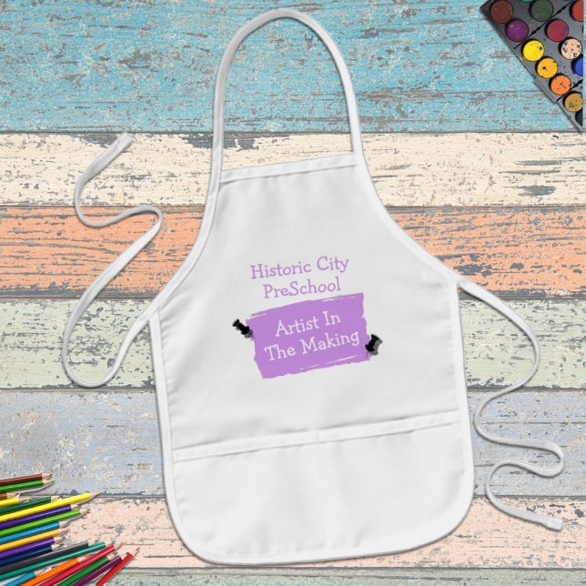 Tablier Enfant Artiste préscolaire sur mesure Papier à rebut viol (Time for some fun? Personalize this apron for a gift or a school or child care business accessory.)