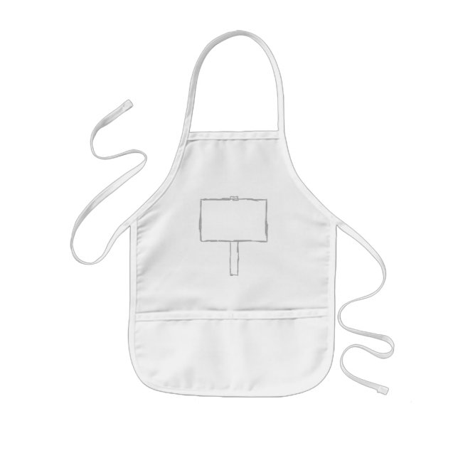 Tablier Enfant Avis de poteau indicateur. Gris et blanc (Devant)