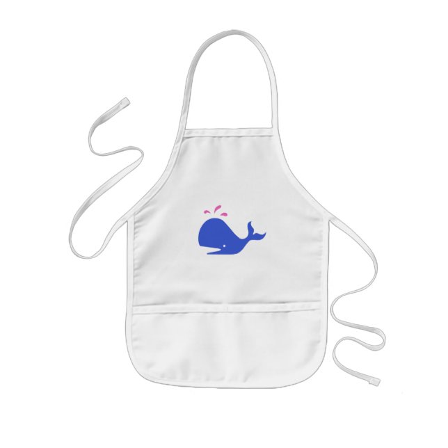 Tablier Enfant Baleine Singletons_blue d'Andy, rose sur le blanc (Devant)