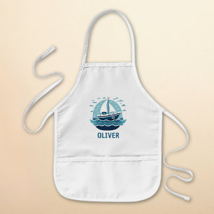Tablier Enfant Bateau à voile bleu mou