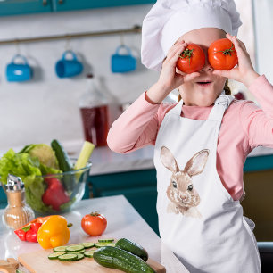 Tablier Enfant Beauté moderne Pastel Rose Aquarelle Bunny Lovely