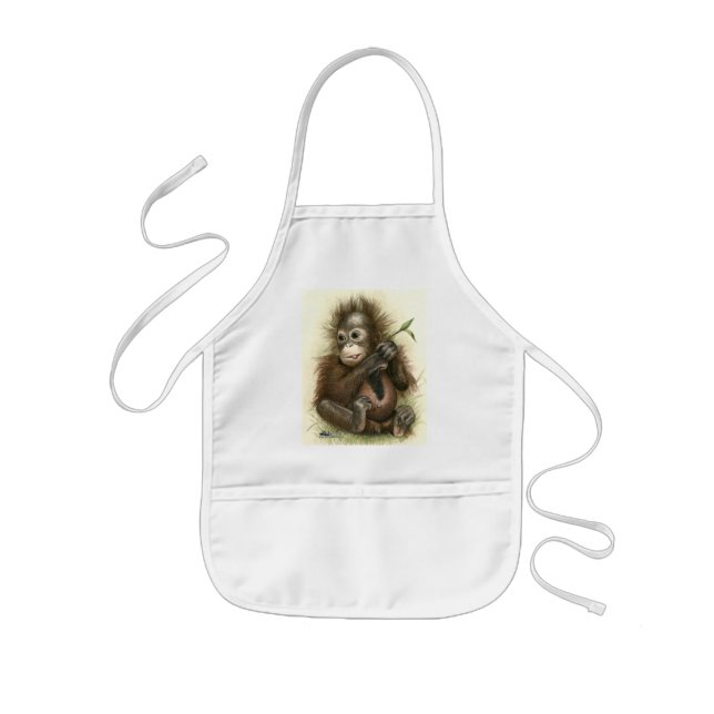 Tablier Enfant Bébé orang-outan avec des feuilles (Devant)