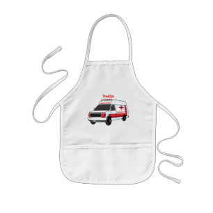 Tablier Enfant Belle ambulance rouge caricature van