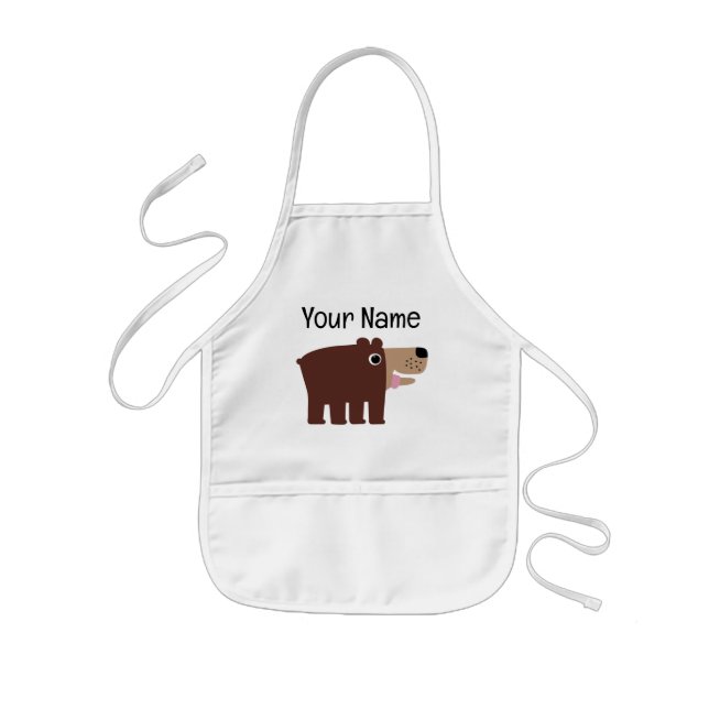 Tablier Enfant Big brown cub bear cartoon kid's bib apron (Devant)