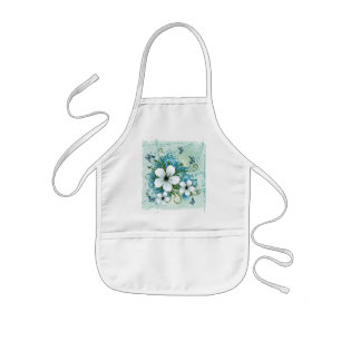 Tablier Enfant Bleu d'été Floral & Papillons