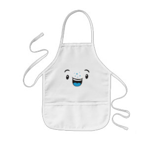 Tablier Enfant Bleu souriant Kawaii Face Apron pour enfant