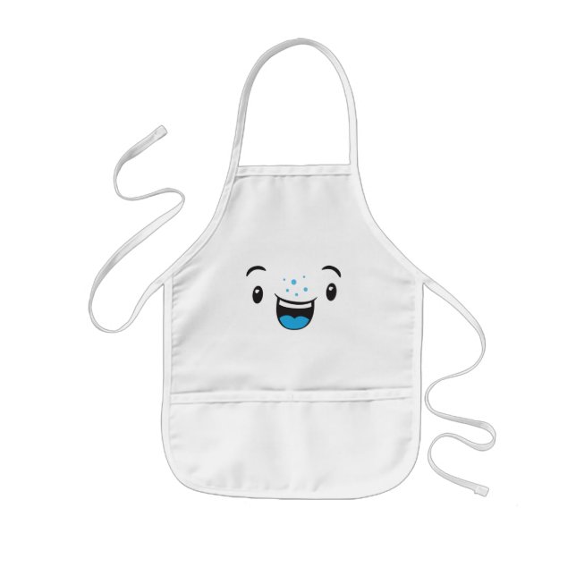 Tablier Enfant Bleu souriant Kawaii Face Apron pour enfant (Devant)