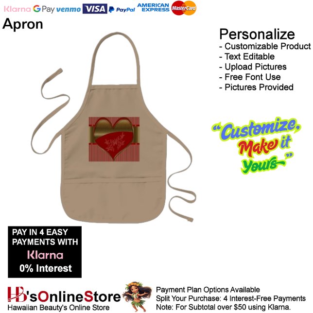 Tablier Enfant Boîtes de Coeur Apron pour enfants (Boxes of Hearts Small Children's Apron.)