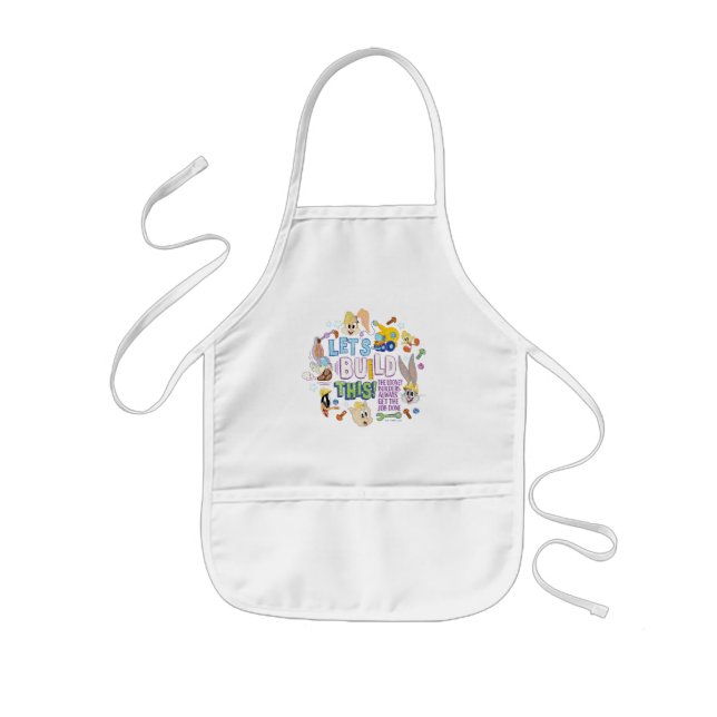 Tablier Enfant BUGS BUNNY BUILDERS™| Croquis "Construisons cela" (Devant)