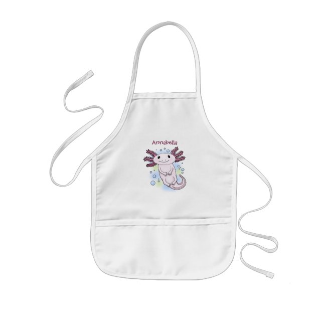 Tablier Enfant Caricature axolotl rose adorable (Devant)