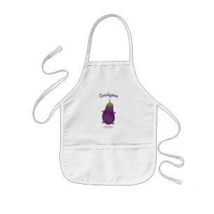 Tablier Enfant Caricature d'aubergine d'aubergine joliment heureu