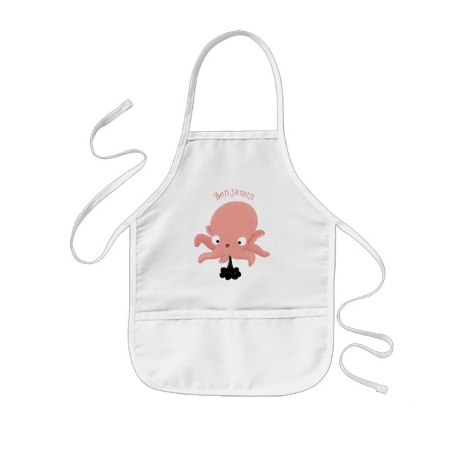 Tablier Enfant Caricature de bébé pieuvre rose mignonne humour (Devant)