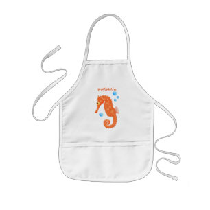 Tablier Enfant Caricature de bulles d'hippocampe orange