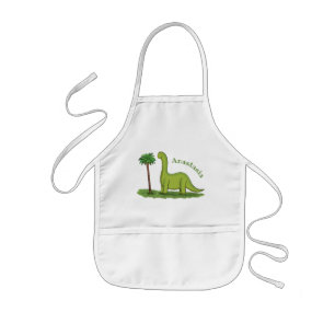 Tablier Enfant Caricature de dinosaure de brontosaurus vert migno