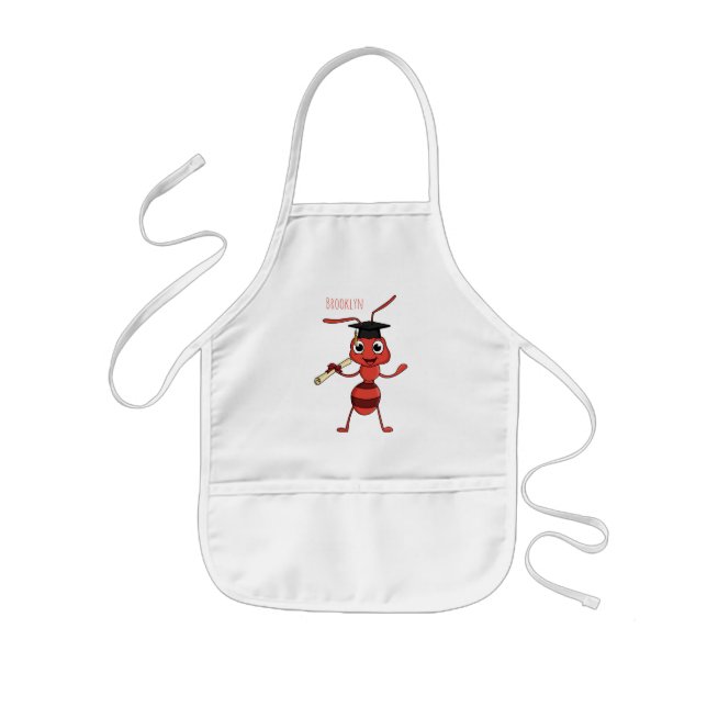 Tablier Enfant Caricature de fourmi rouge joyeux (Devant)