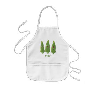 Tablier Enfant Caricature de légumes de l'okra chantante mignonne