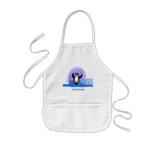 Tablier Enfant Caricature de manchot joyeux sautant