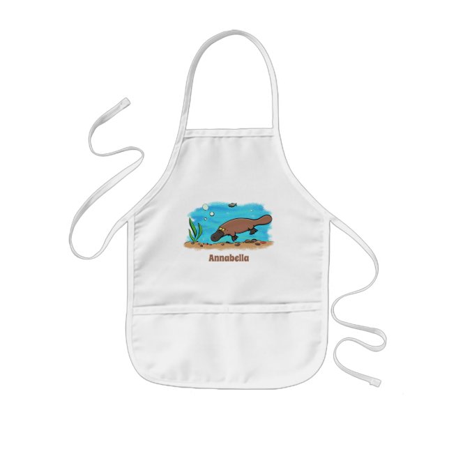 Tablier Enfant Caricature de natation de Cute platypus (Devant)