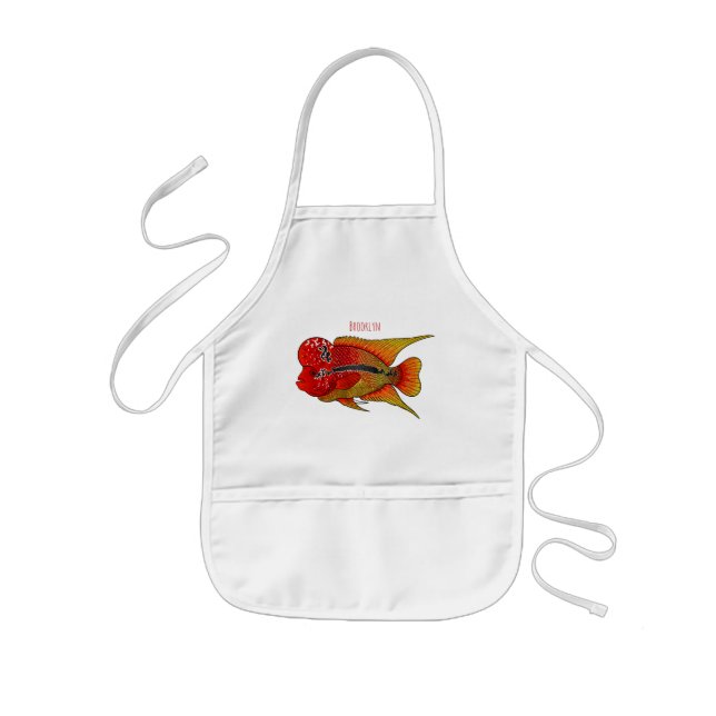Tablier Enfant Caricature de poisson cichlide à fleur (Devant)