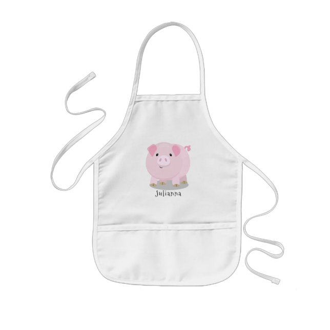 Tablier Enfant Caricature de porc mignon rose pot vendue (Devant)