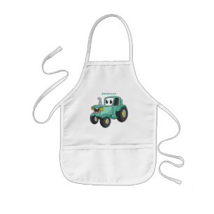 Tablier Enfant Caricature joli tracteur vert joyeux