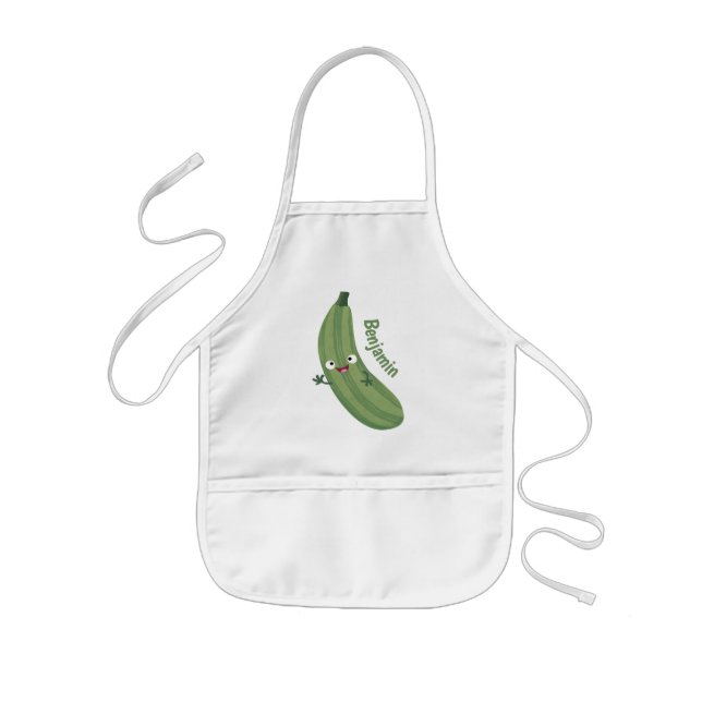 Tablier Enfant Caricature joyeux de courgettes mignonnes (Devant)