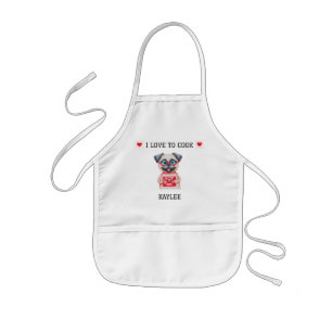 Tablier Enfant Carlin "I Love to Cook" coeur rouge personnalisé