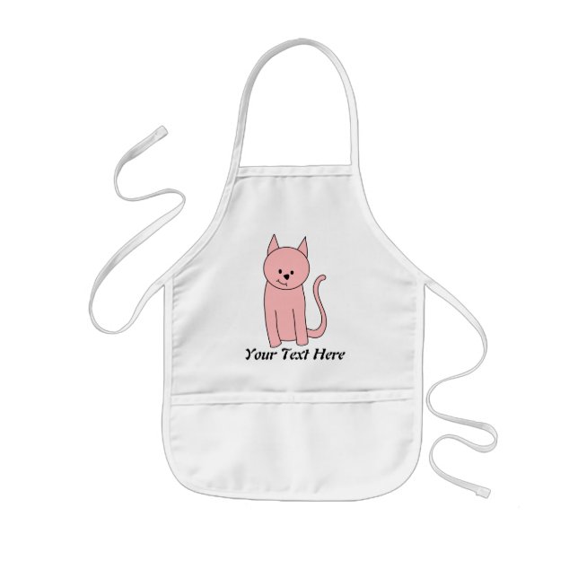 Tablier Enfant Chat assez rose mignon (Devant)