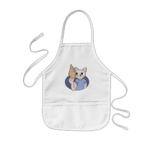 Tablier Enfant Chat au croissant drôle