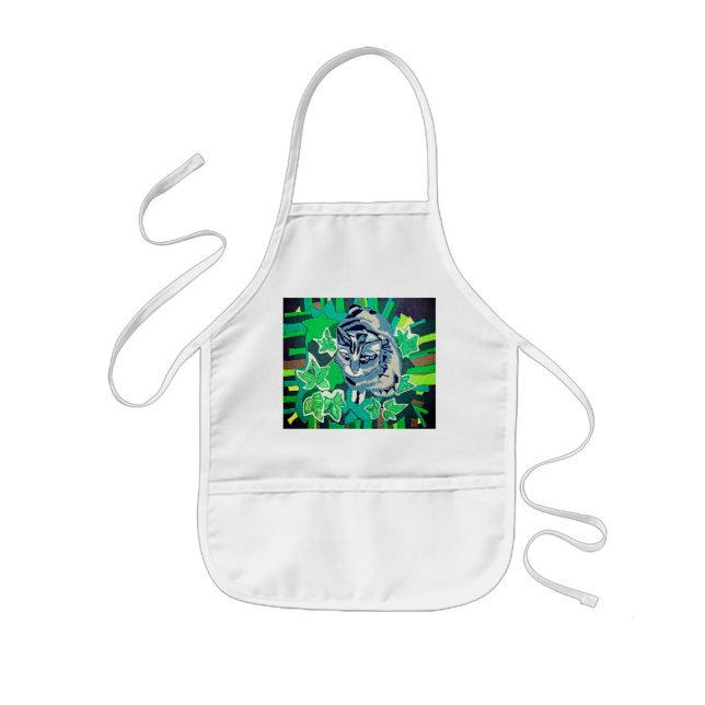 Tablier Enfant Chat dans le jardin (Devant)